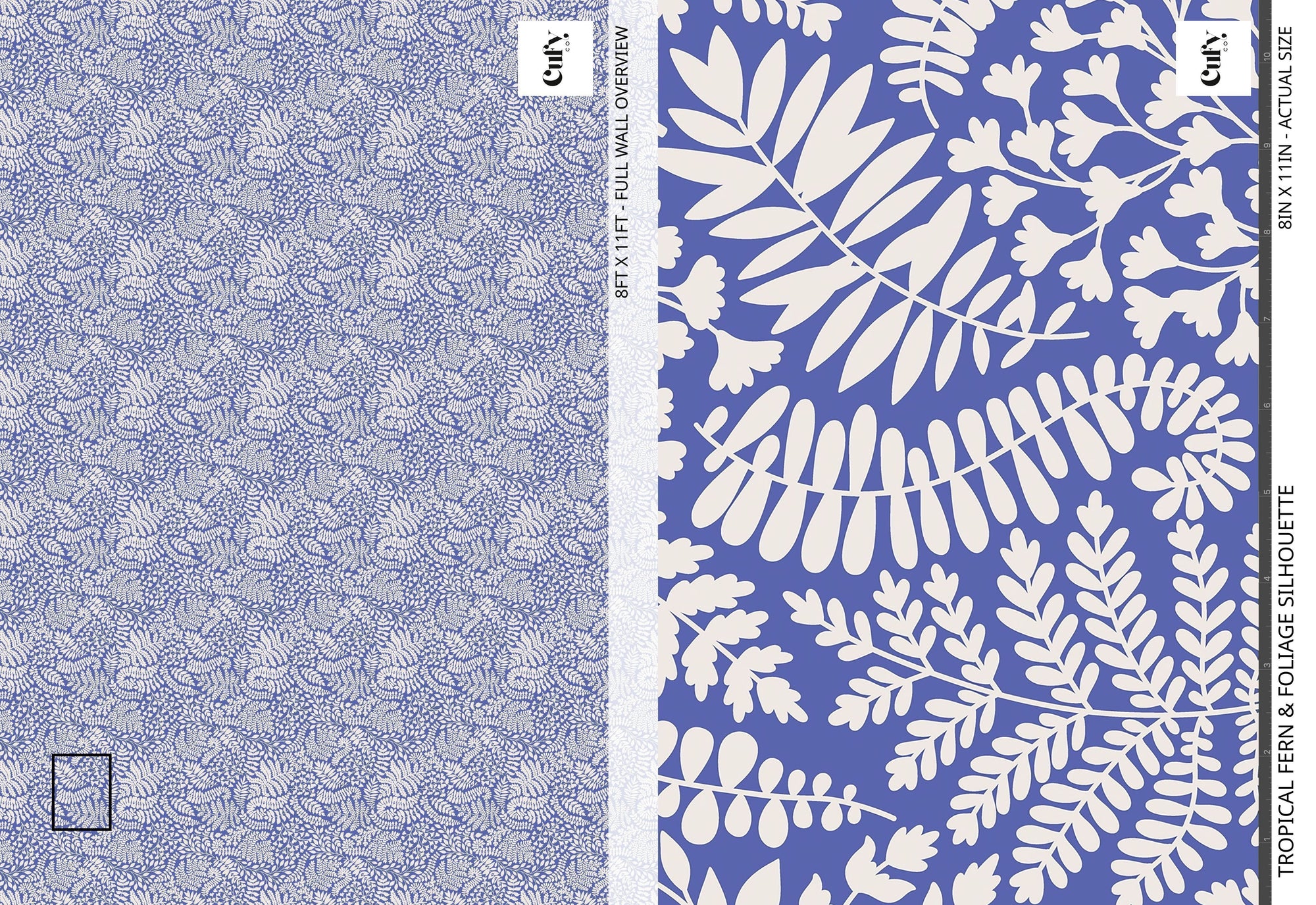 Blue and White Fern Wallpaper