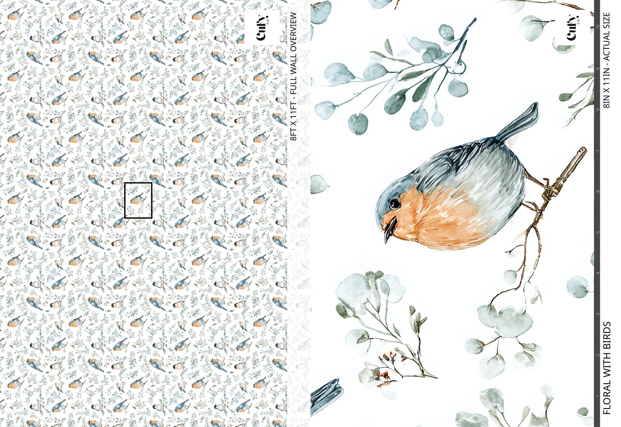 Floral with Birds Wallpaper