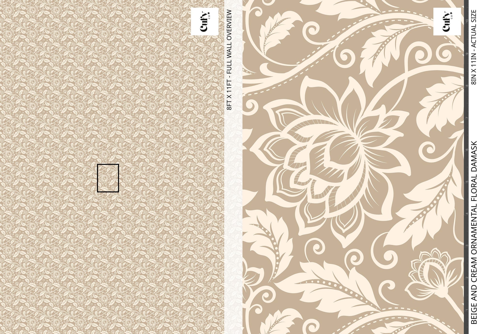 Beige Floral Damask