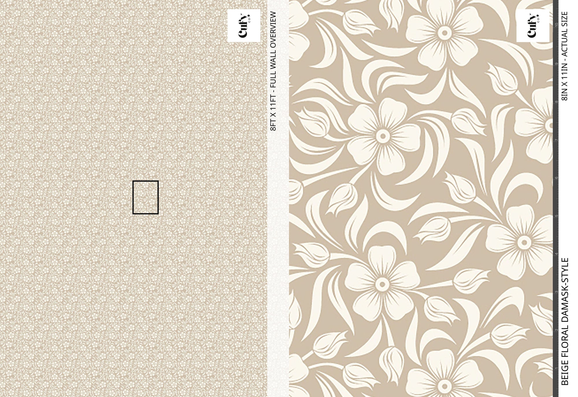 Beige Floral Damask