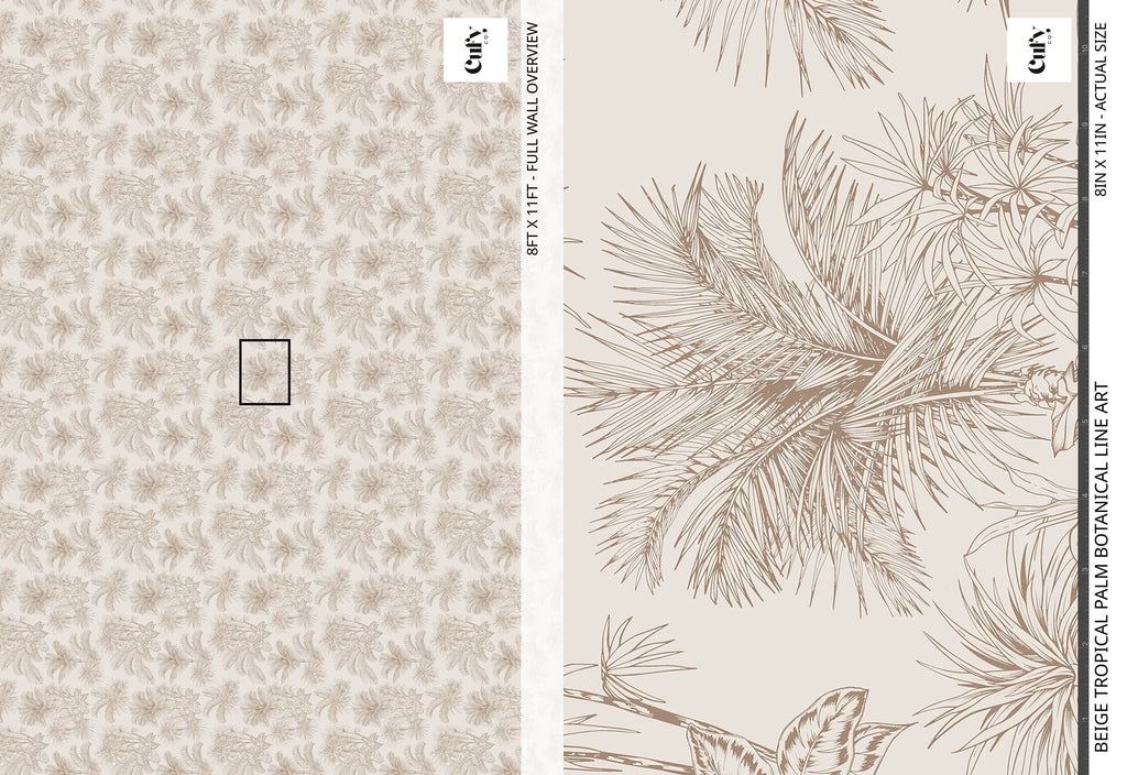Beige Tropical Palm Wallpaper