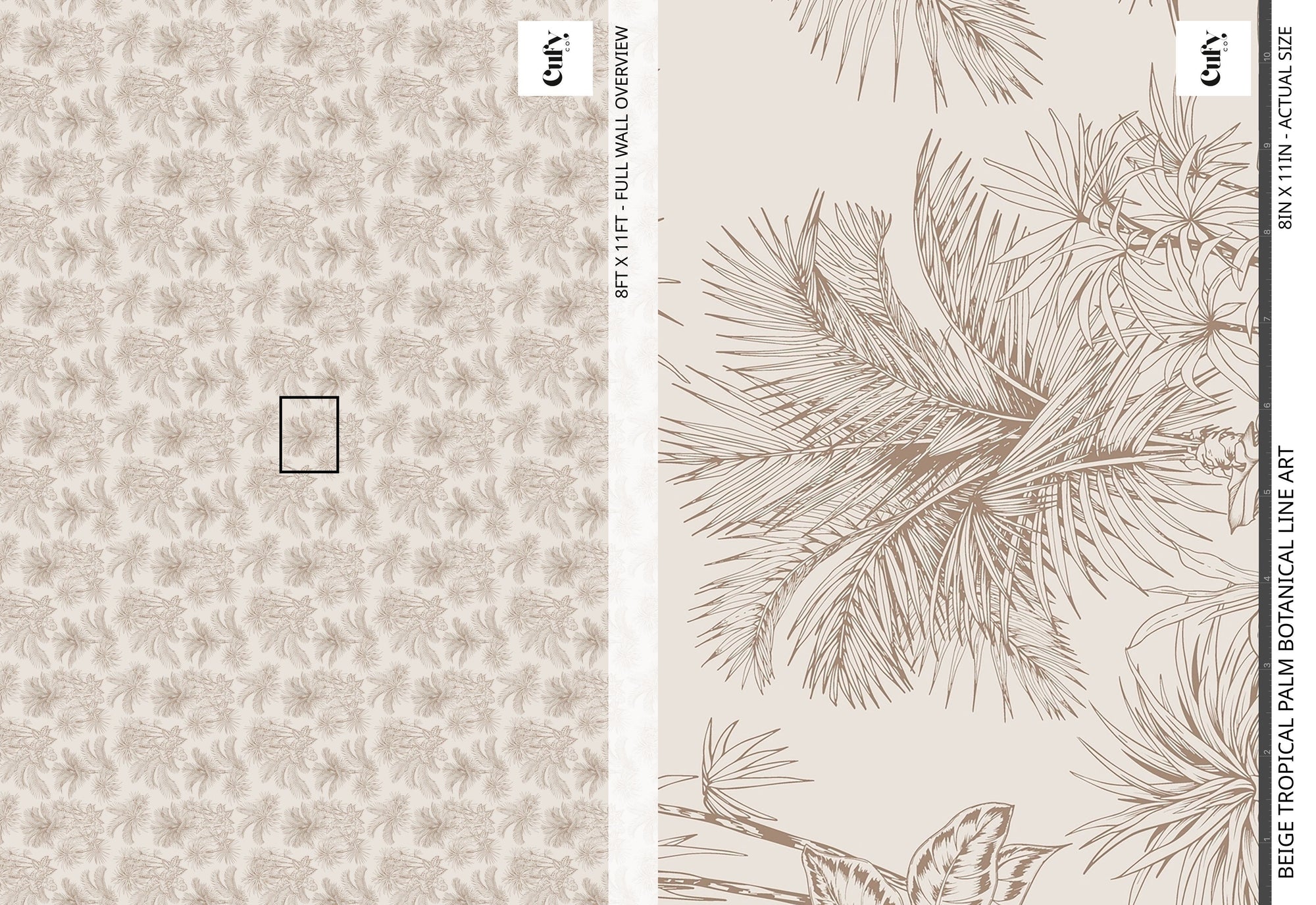 Beige Tropical Palm Wallpaper