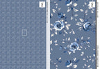Blue Floral Damask Toile Wallpaper