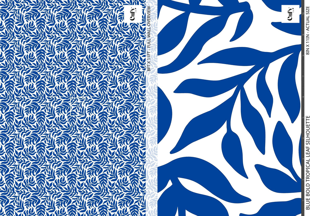 Blue Bold Tropical Leaf Wallpaper