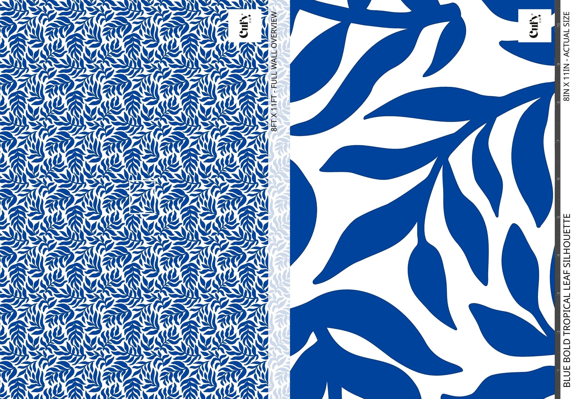 Blue Bold Tropical Leaf Wallpaper
