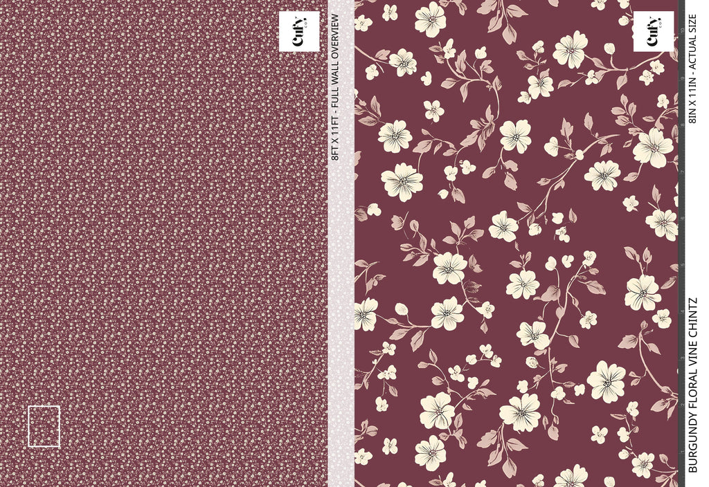 Burgundy Floral Wallpaper