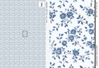 Blue Toile Floral Wallpaper