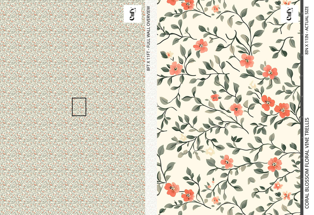 Coral Blossom Floral Wallpaper