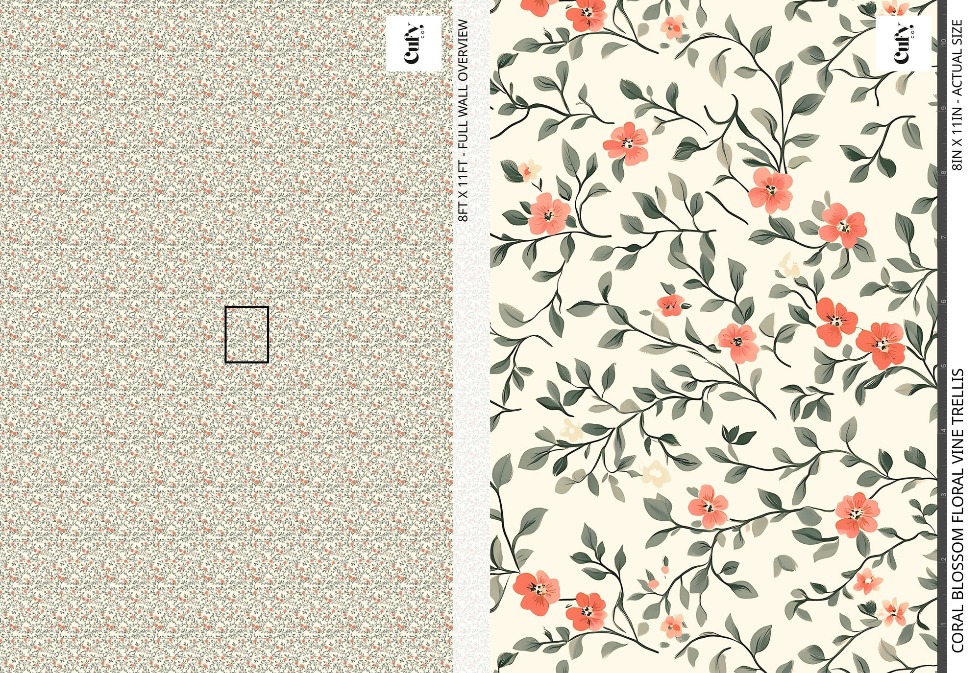 Coral Blossom Floral Wallpaper