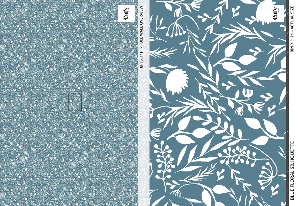 Blue Floral Silhouette Wallpaper