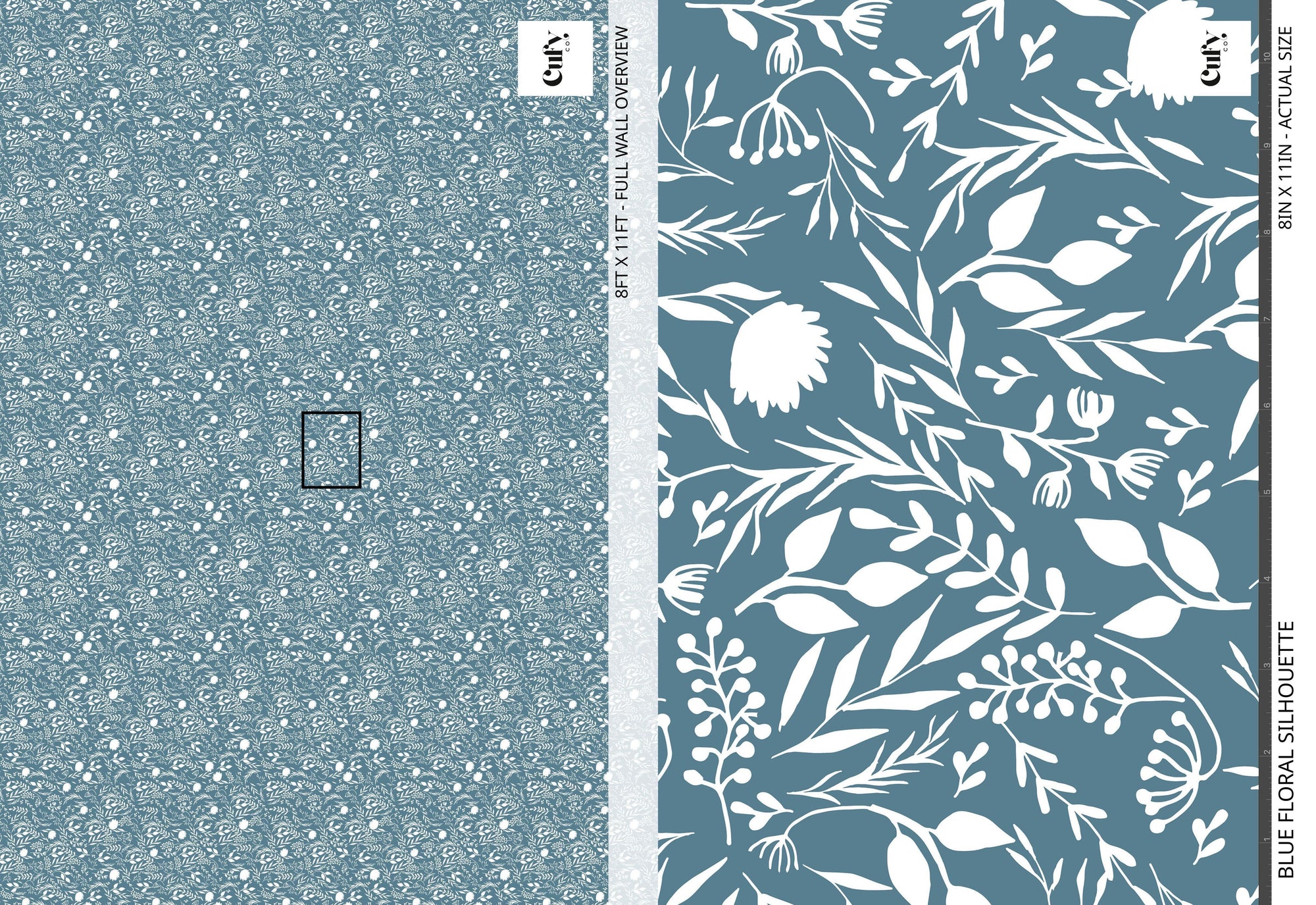 Blue Floral Silhouette Wallpaper