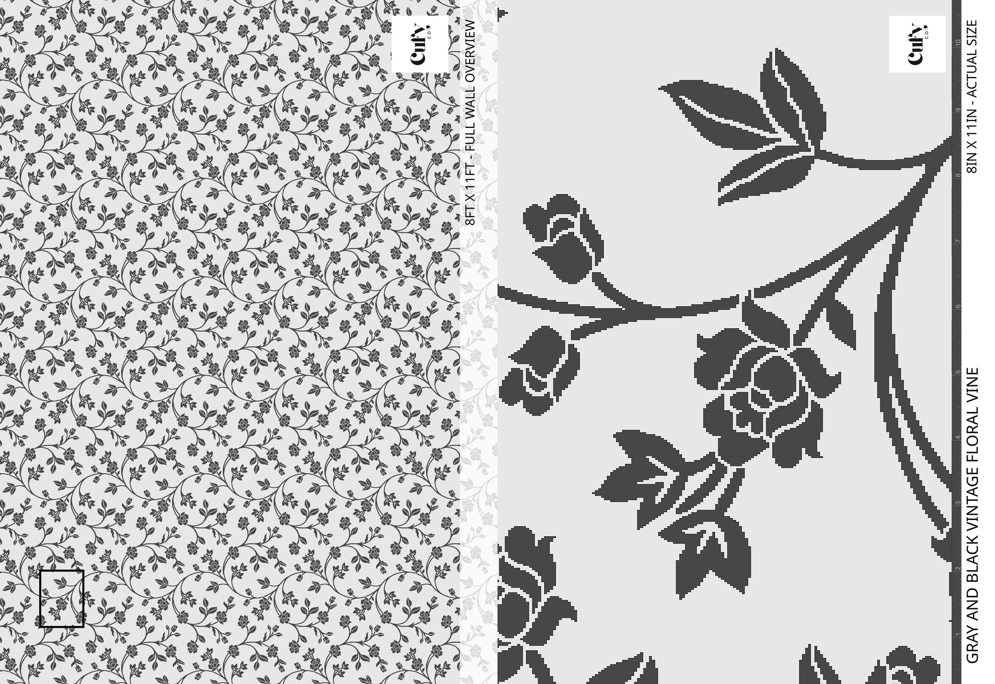 Gray and Black Floral Wallpaper