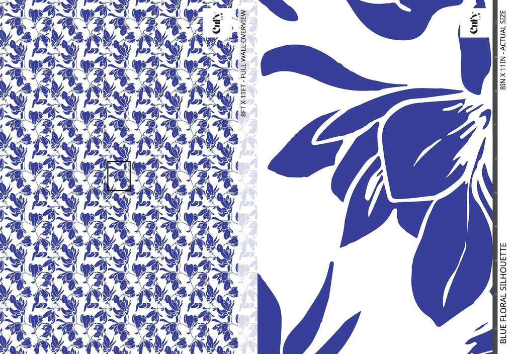 Blue Floral Silhouette Wallpaper