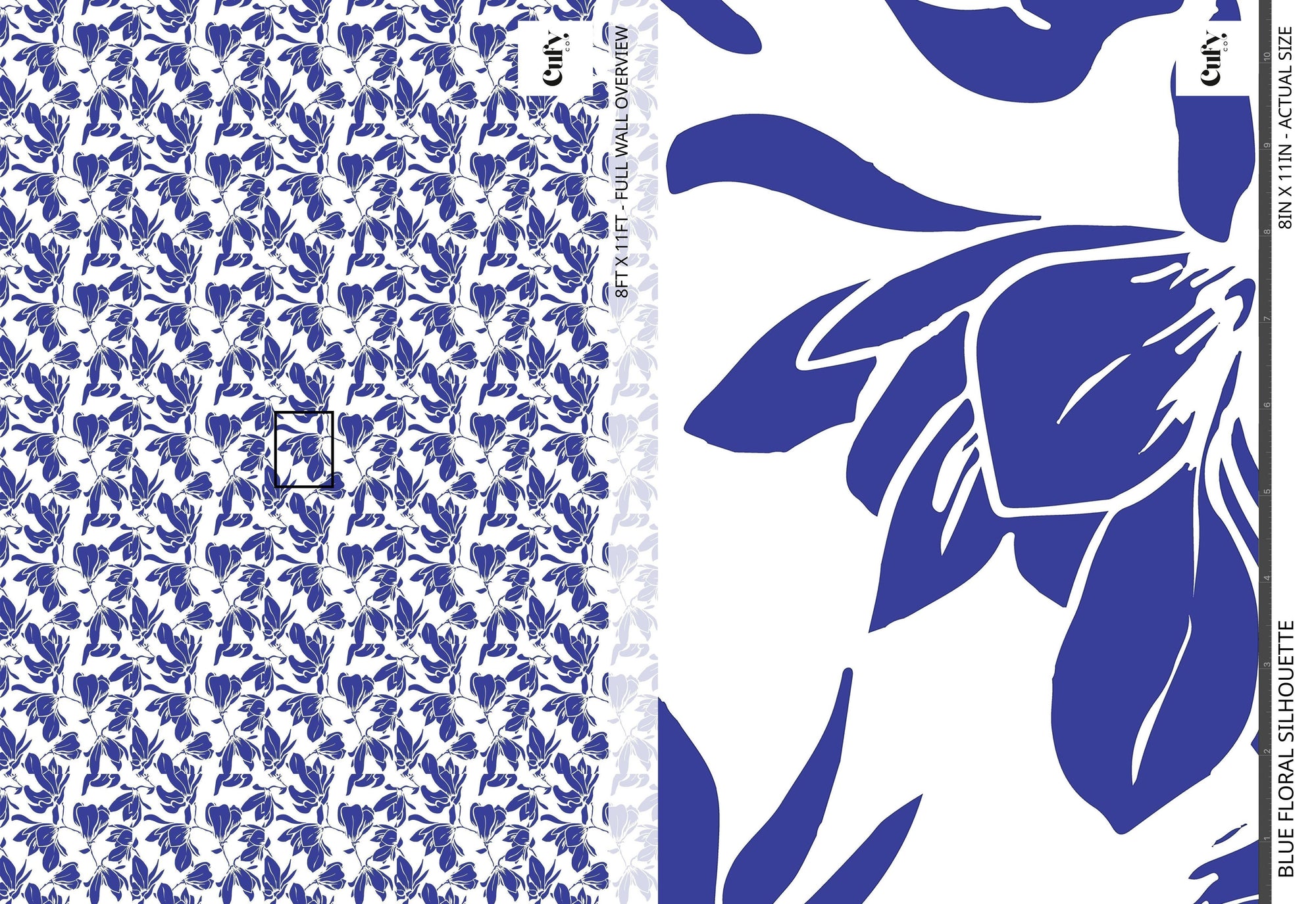Blue Floral Silhouette Wallpaper