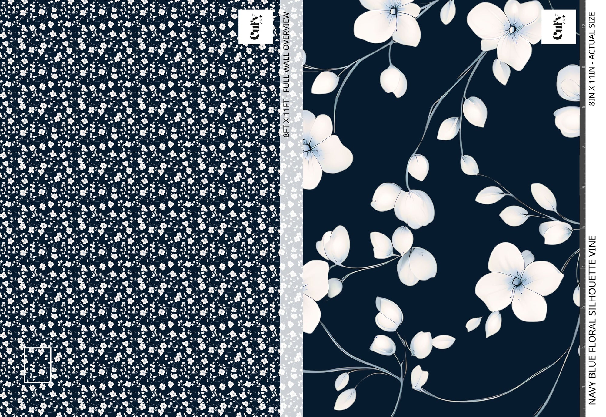 Navy Blue Floral Wallpaper