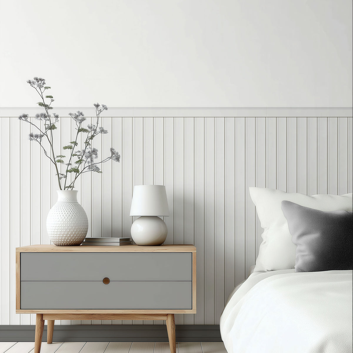 Beadboard Peel & Stick Wall Panel Decals – Removable Modern Wainscoting for Accent Walls, Bedrooms & Nurseries