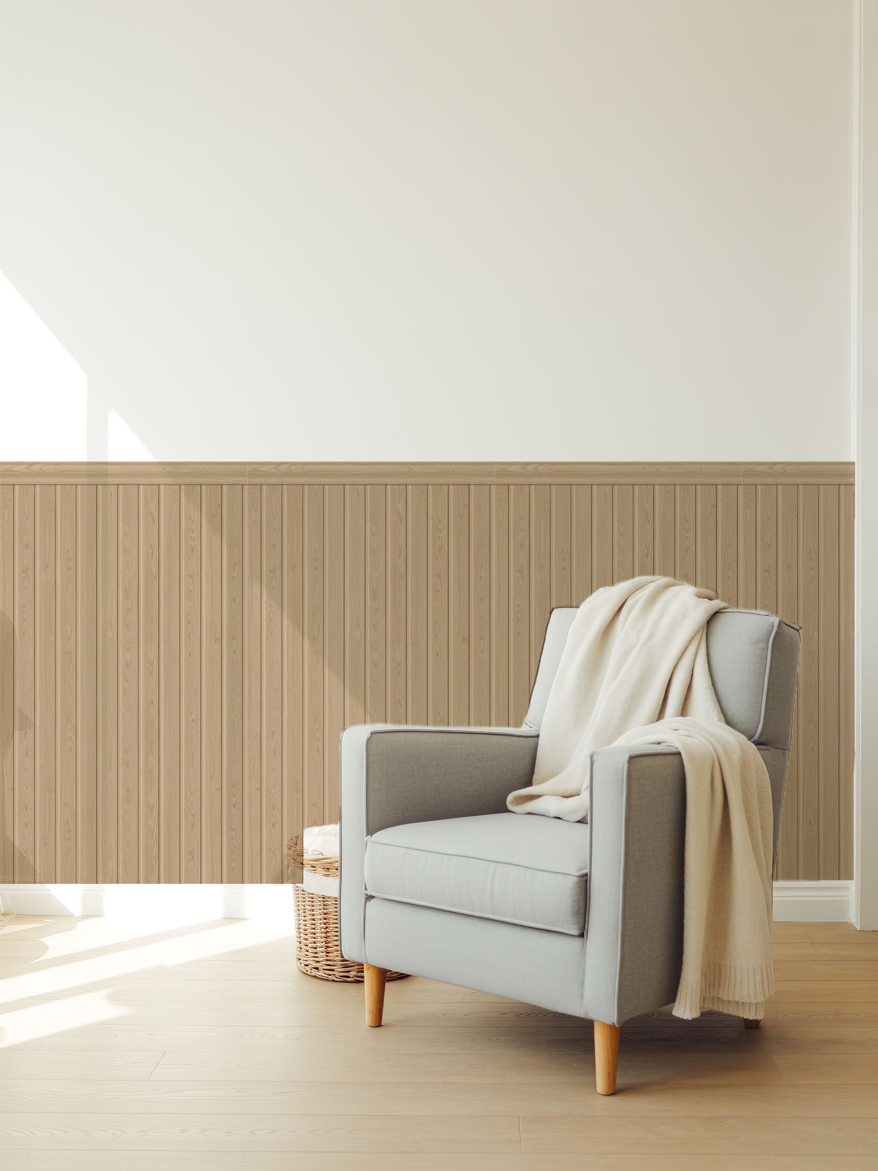 Beadboard Peel & Stick Wall Panel Decals – Removable Modern Wainscoting for Accent Walls, Bedrooms & Nurseries