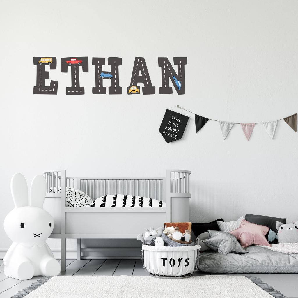 Custom Name Cars Font Wall Decal