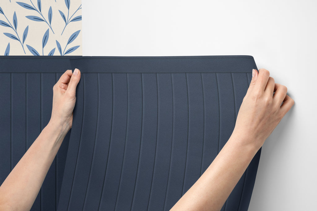 Blue Beadboard Peel & Stick Wall Panel Decals – Removable Modern Wainscoting for Accent Walls, Bedrooms & Nurseries