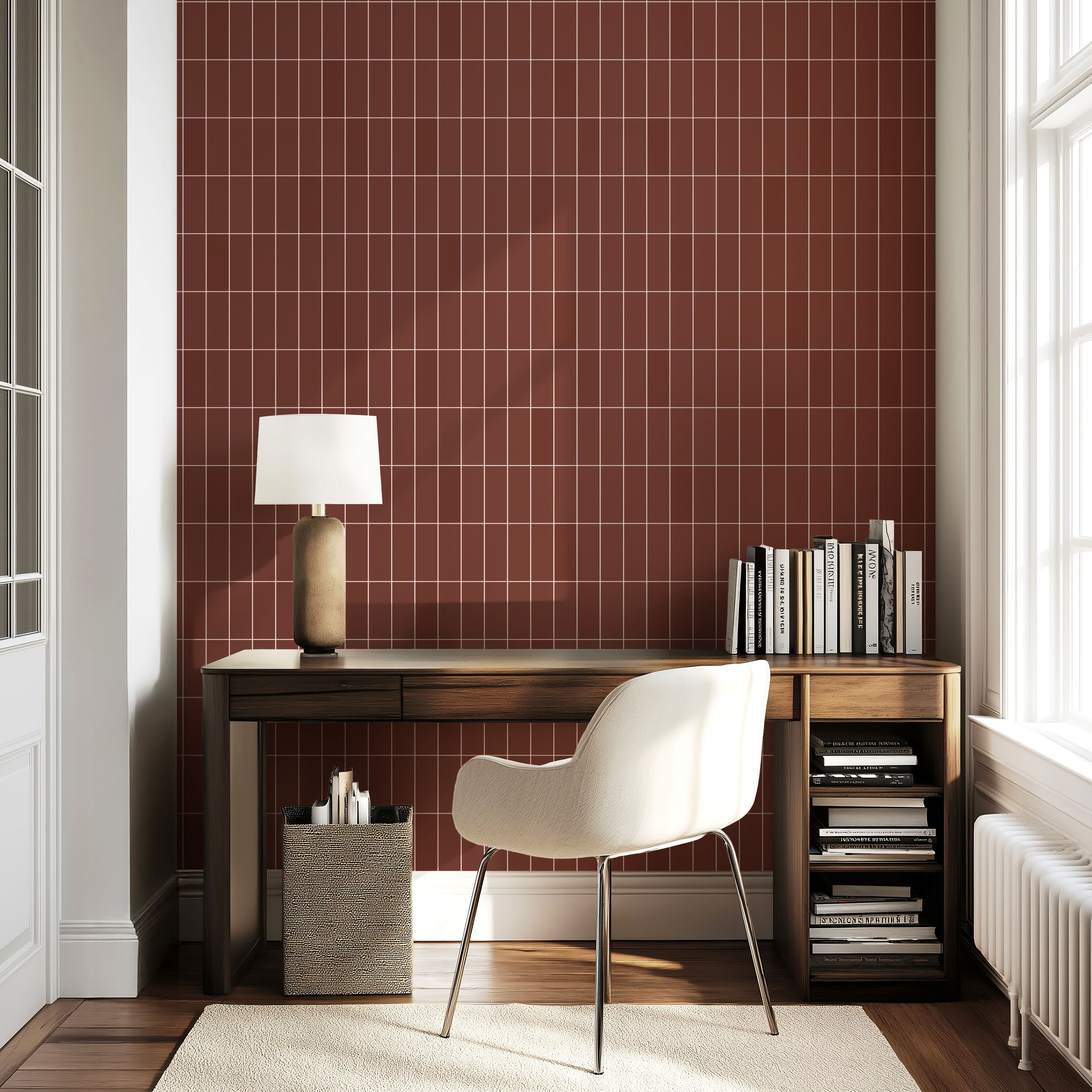 Terracotta Grid Wallpaper