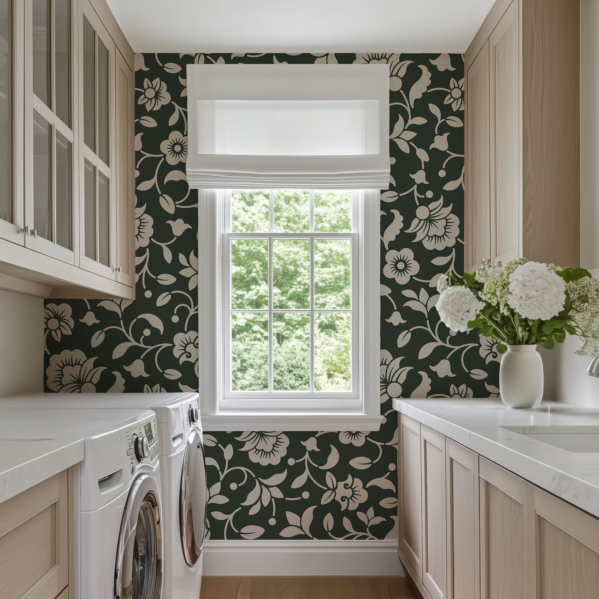 Evergreen Floral Wallpaper