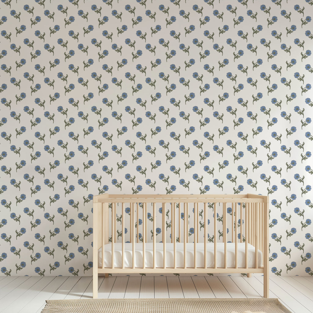 vintage cornflower wallpaper, premium peel & stick, 2x12 feet 24 inchesx 144 inches, home decor