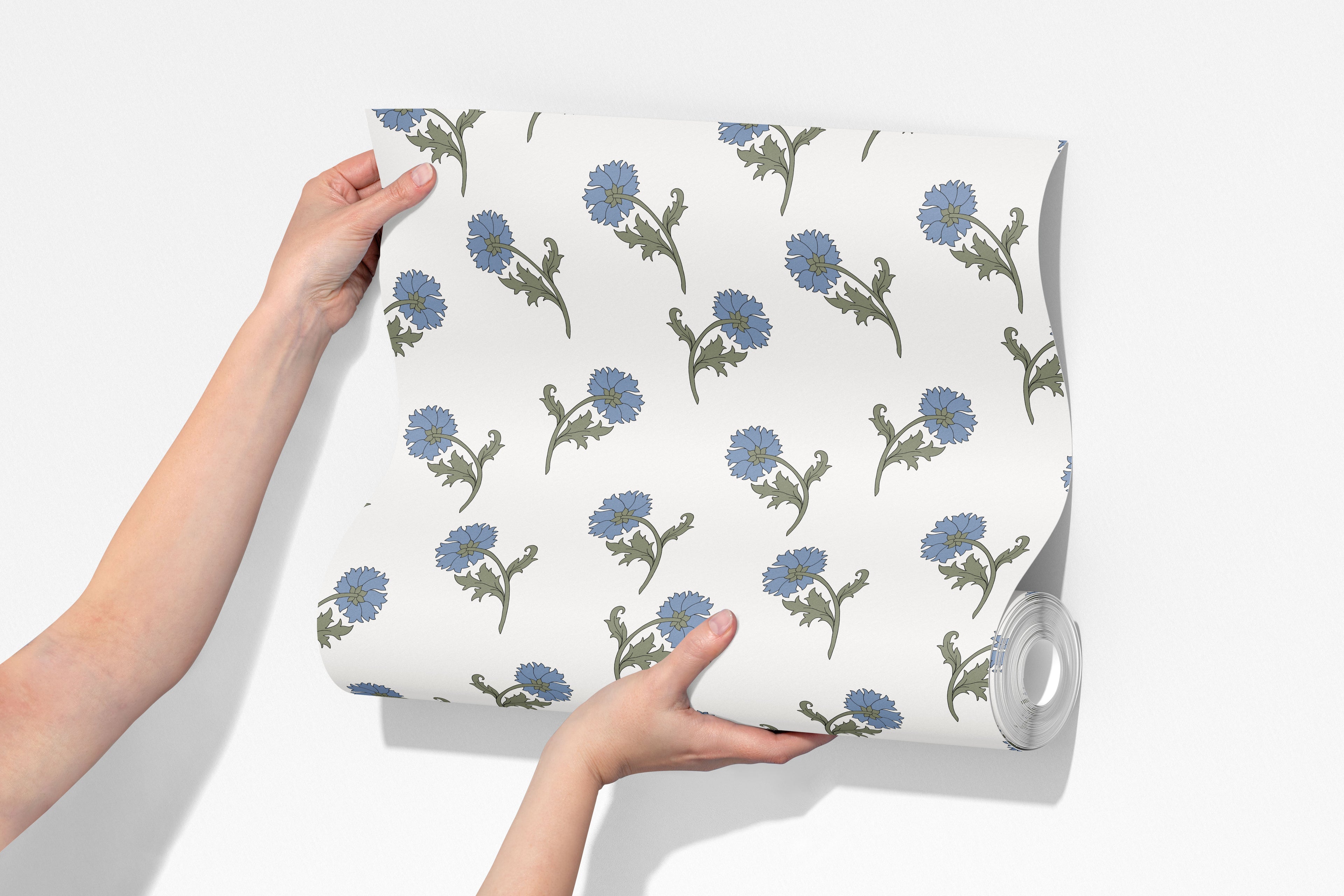 vintage cornflower wallpaper, premium peel & stick, 2x6 feet 24 inchesx 72 inches, home decor