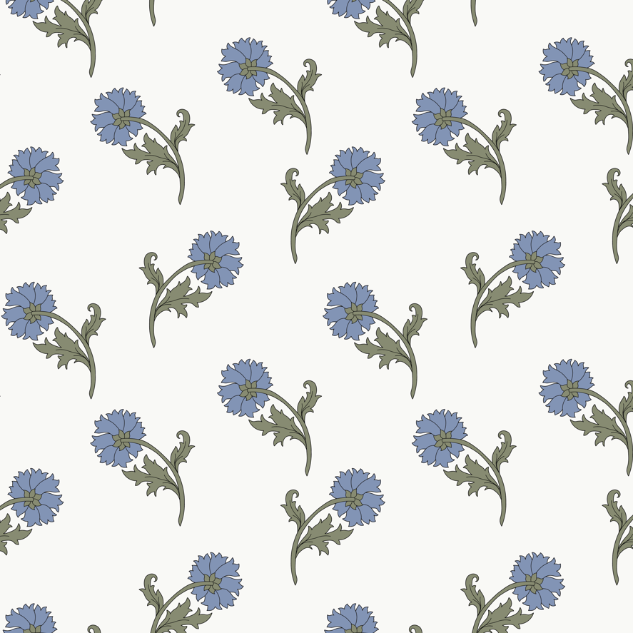 vintage cornflower wallpaper, premium peel & stick, sample 12 inchesx12 inches, floral, wallpaper decor