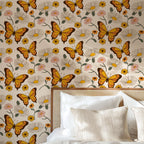 retro garden wallpaper, premium peel & stick, 2x8 feet 24 inches x 96 inches, home decor