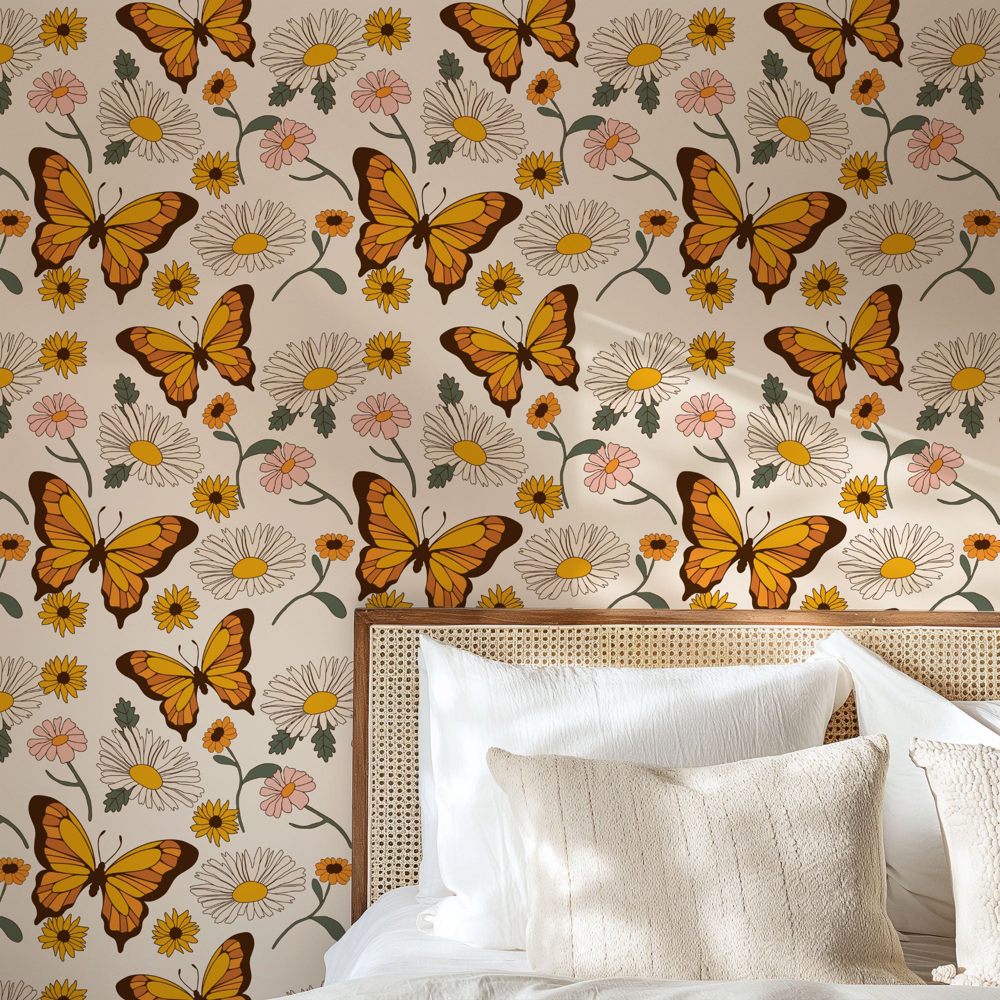 retro garden wallpaper, premium peel & stick, 2x8 feet 24 inches x 96 inches, home decor