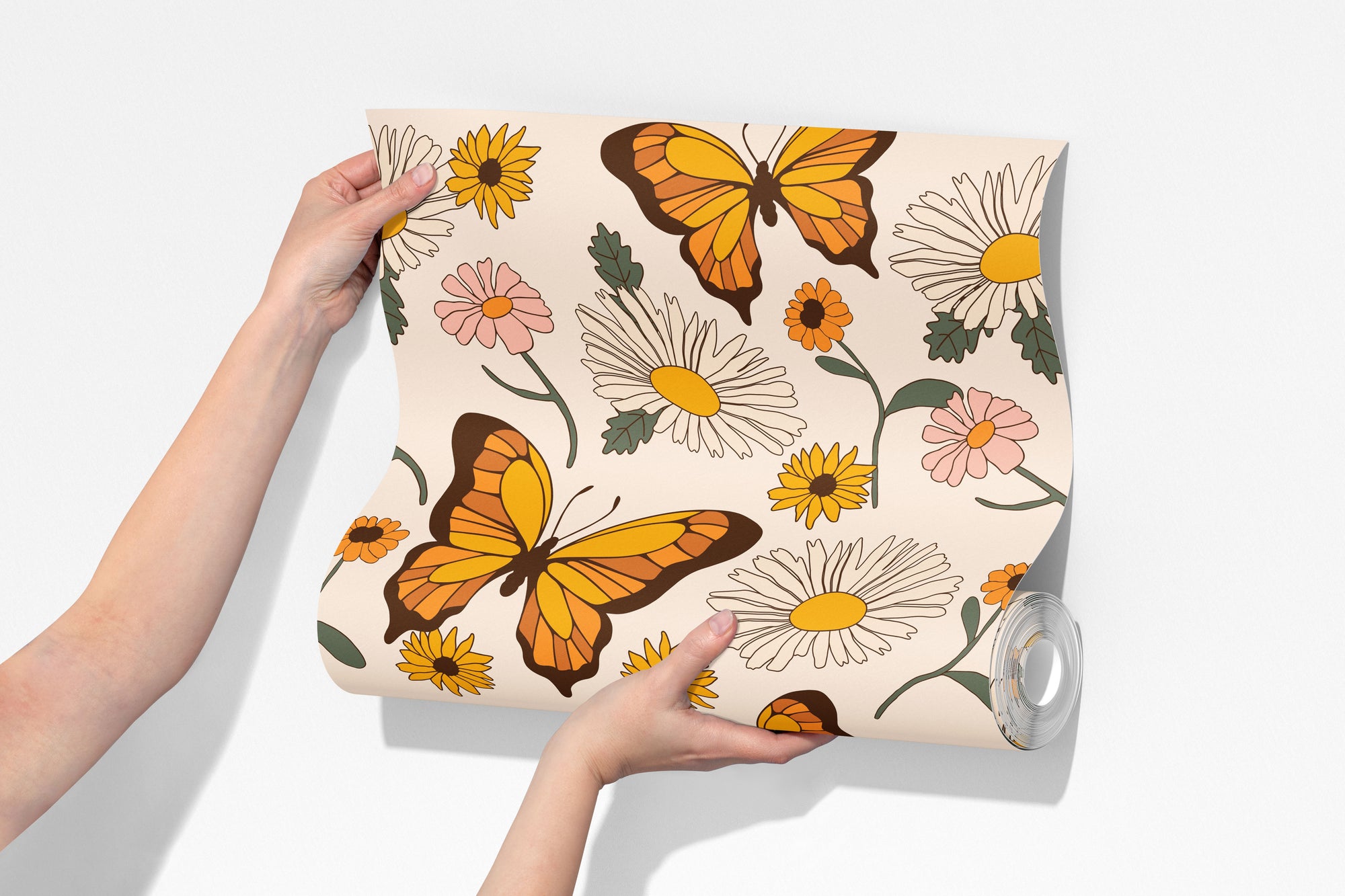 retro garden wallpaper, premium peel & stick, 2x6 feet 24 inchesx 72 inches, home decor