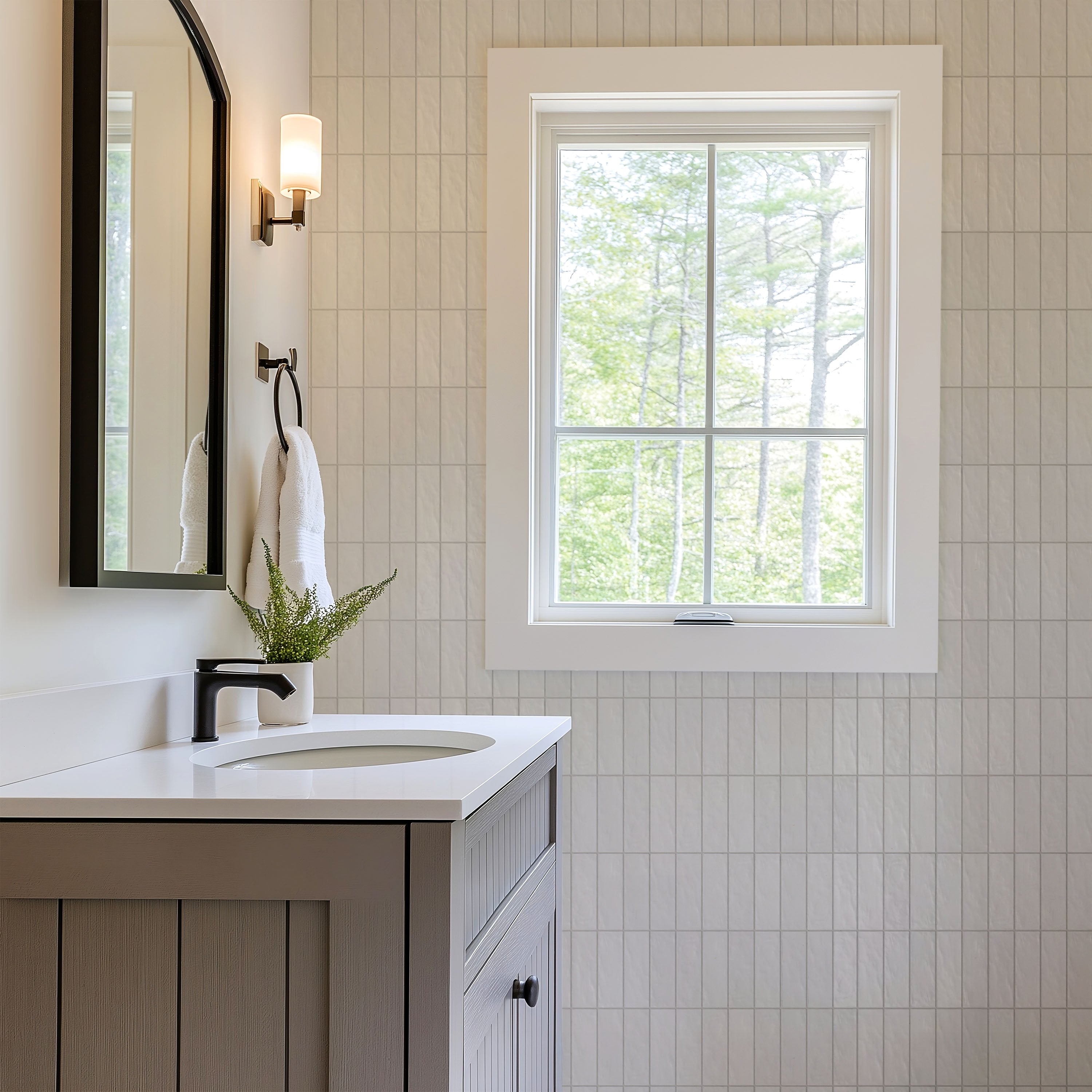 White Gride Tile Wallpaper