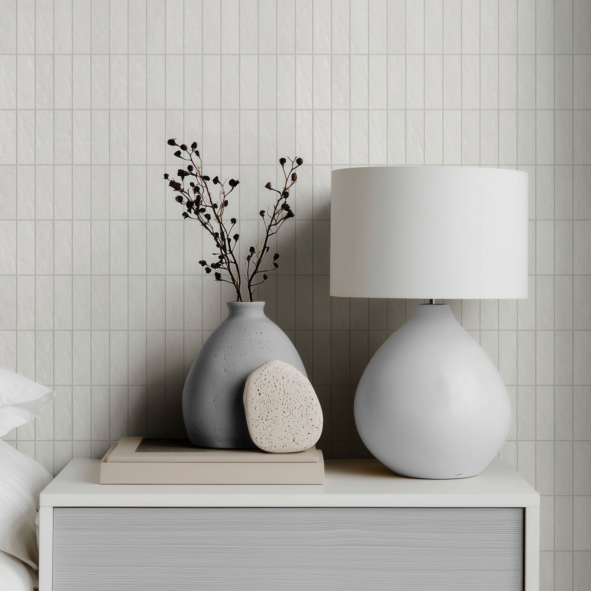 White Gride Tile Wallpaper