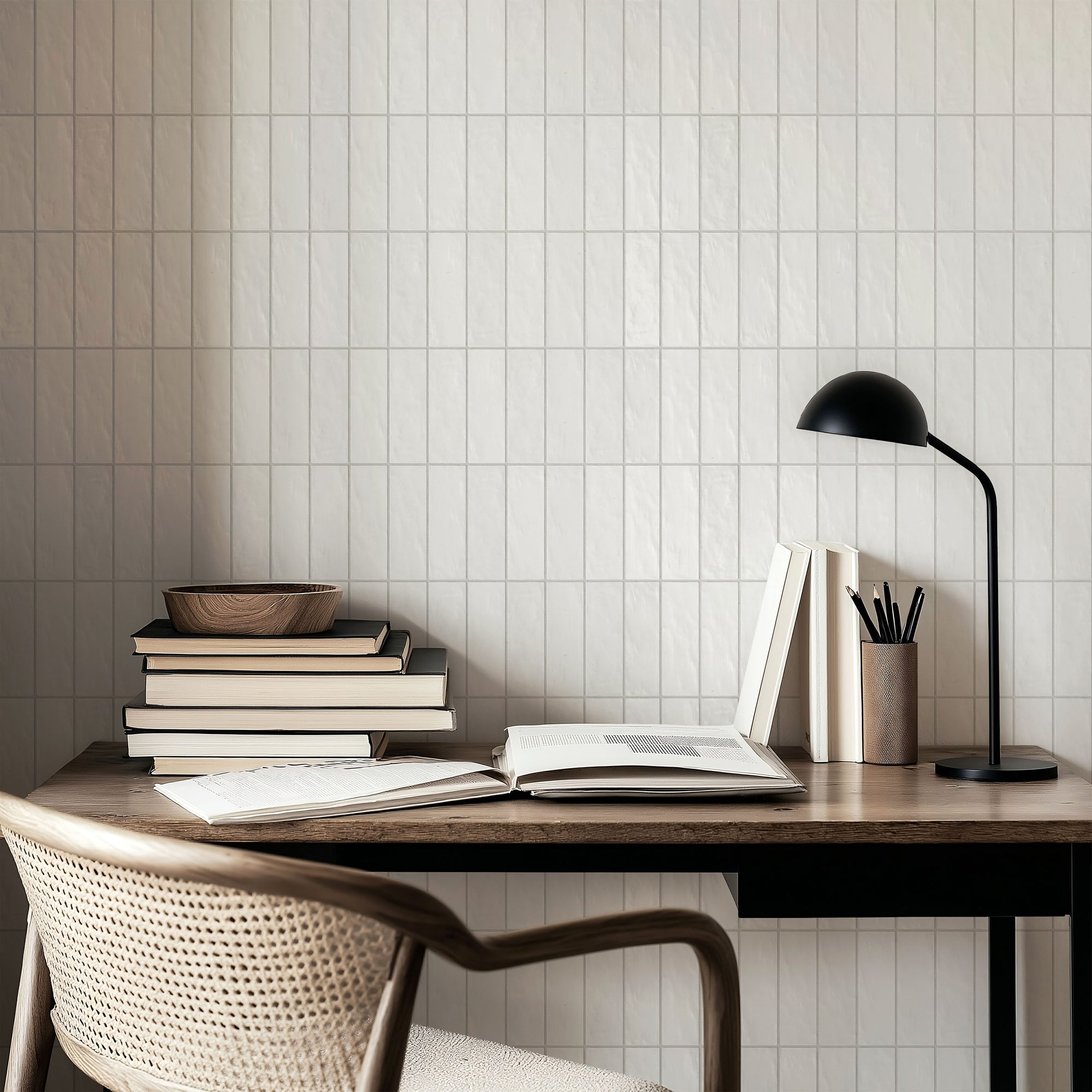 White Gride Tile Wallpaper