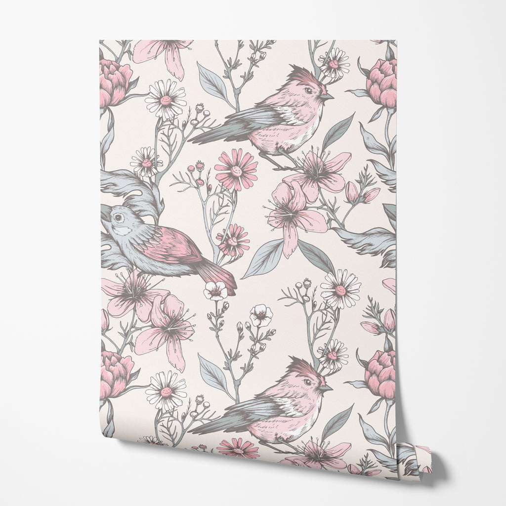 Blush Pink Bird Wallpaper