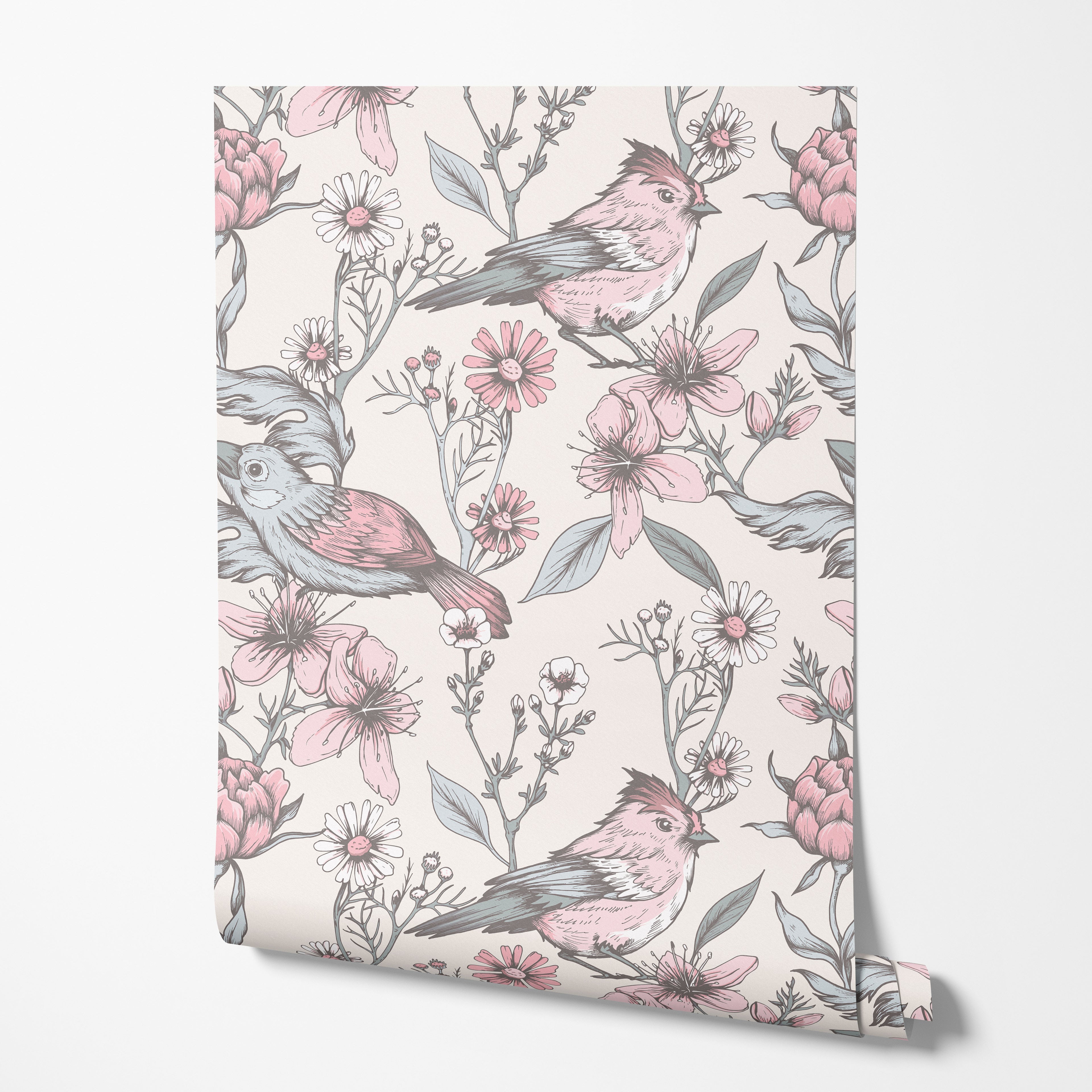 Blush Pink Bird Wallpaper