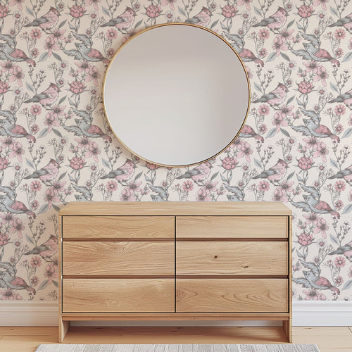 Blush Pink Bird Wallpaper