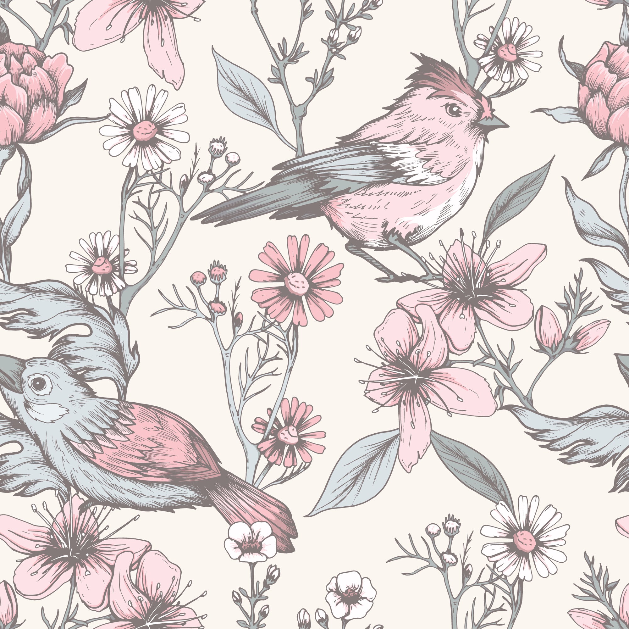 Blush Pink Bird Wallpaper