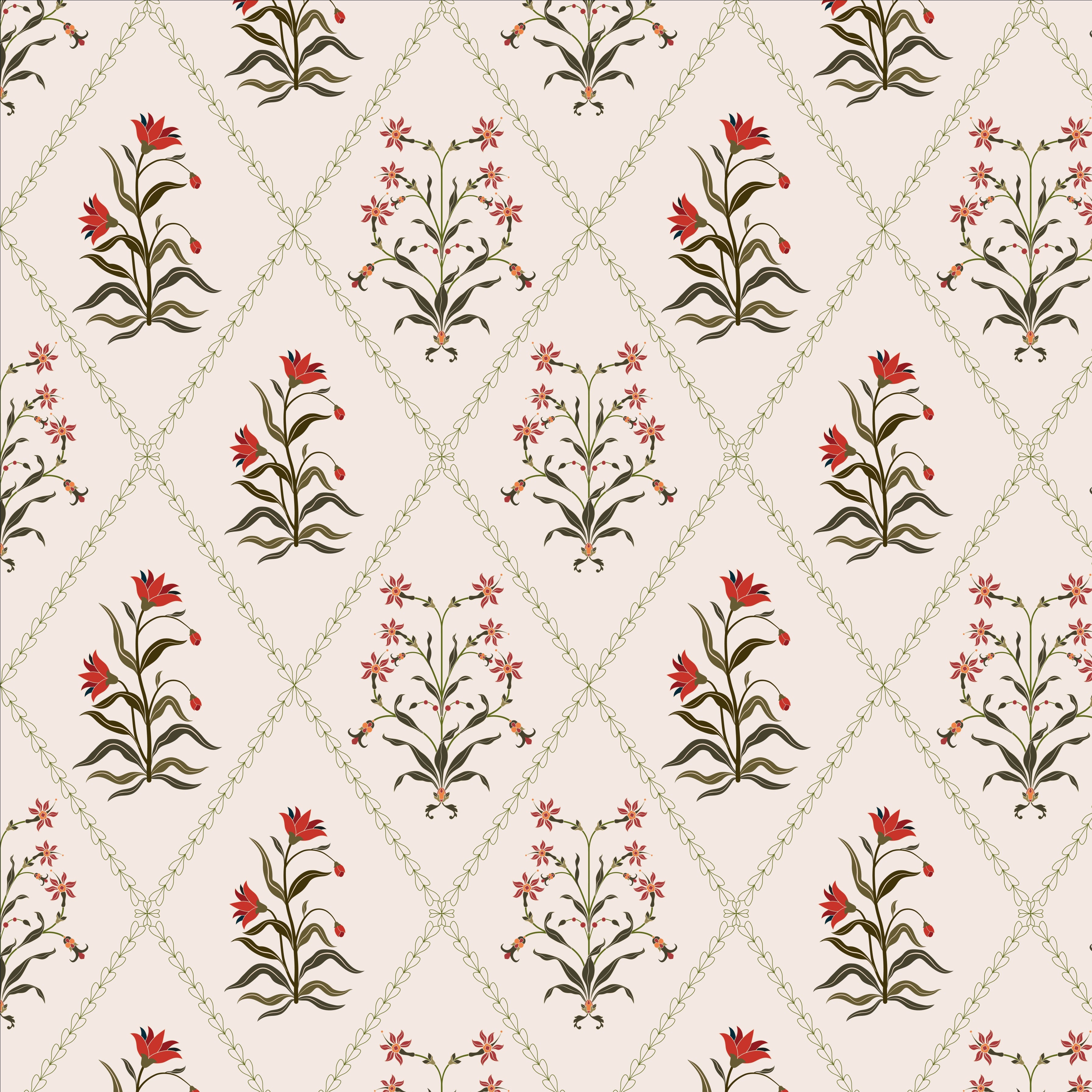 botanic trellis wallpaper, premium peel & stick, 2x4 feet 24 inches x 48 inches, home decor