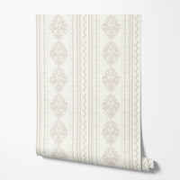 Beige Damask Wallpaper