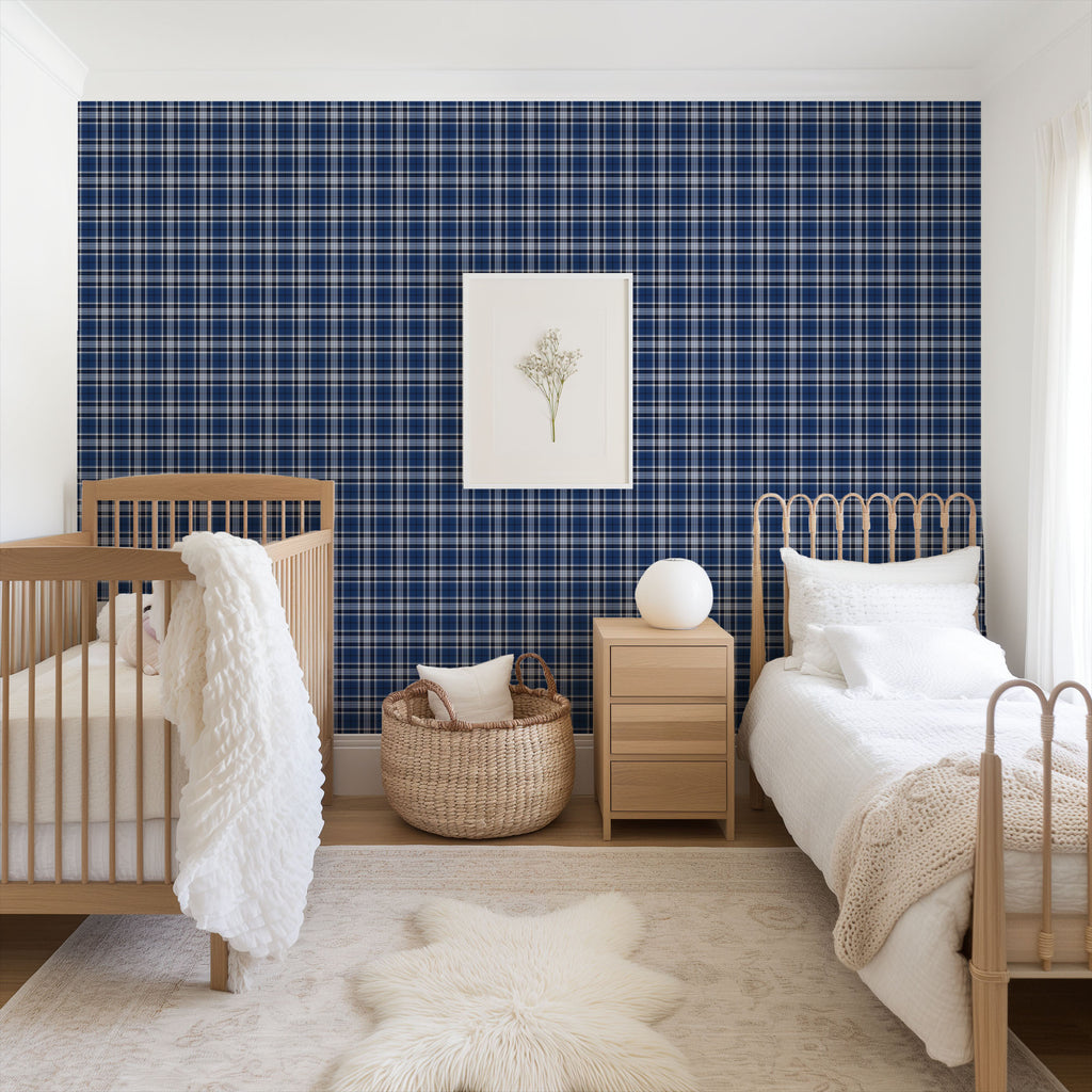 Navy Tartan Wallpaper
