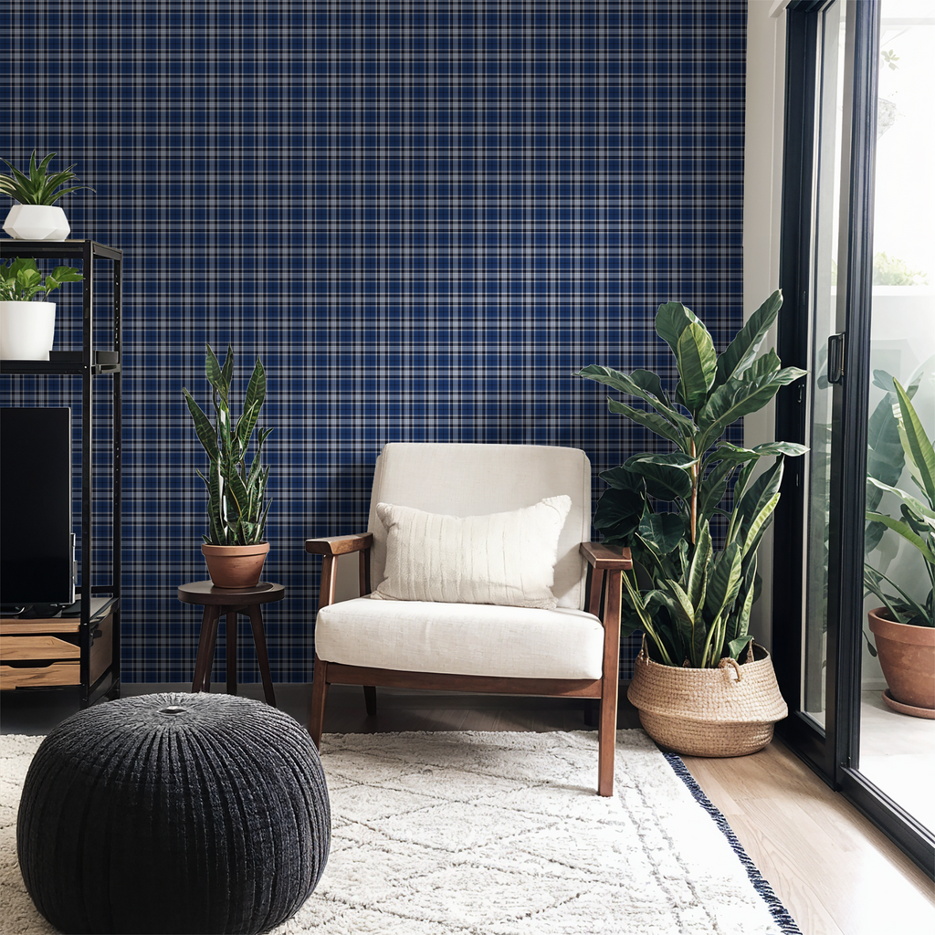 Navy Tartan Wallpaper