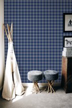 Navy Tartan Wallpaper
