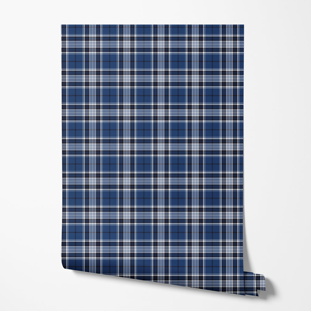 Navy Tartan Wallpaper