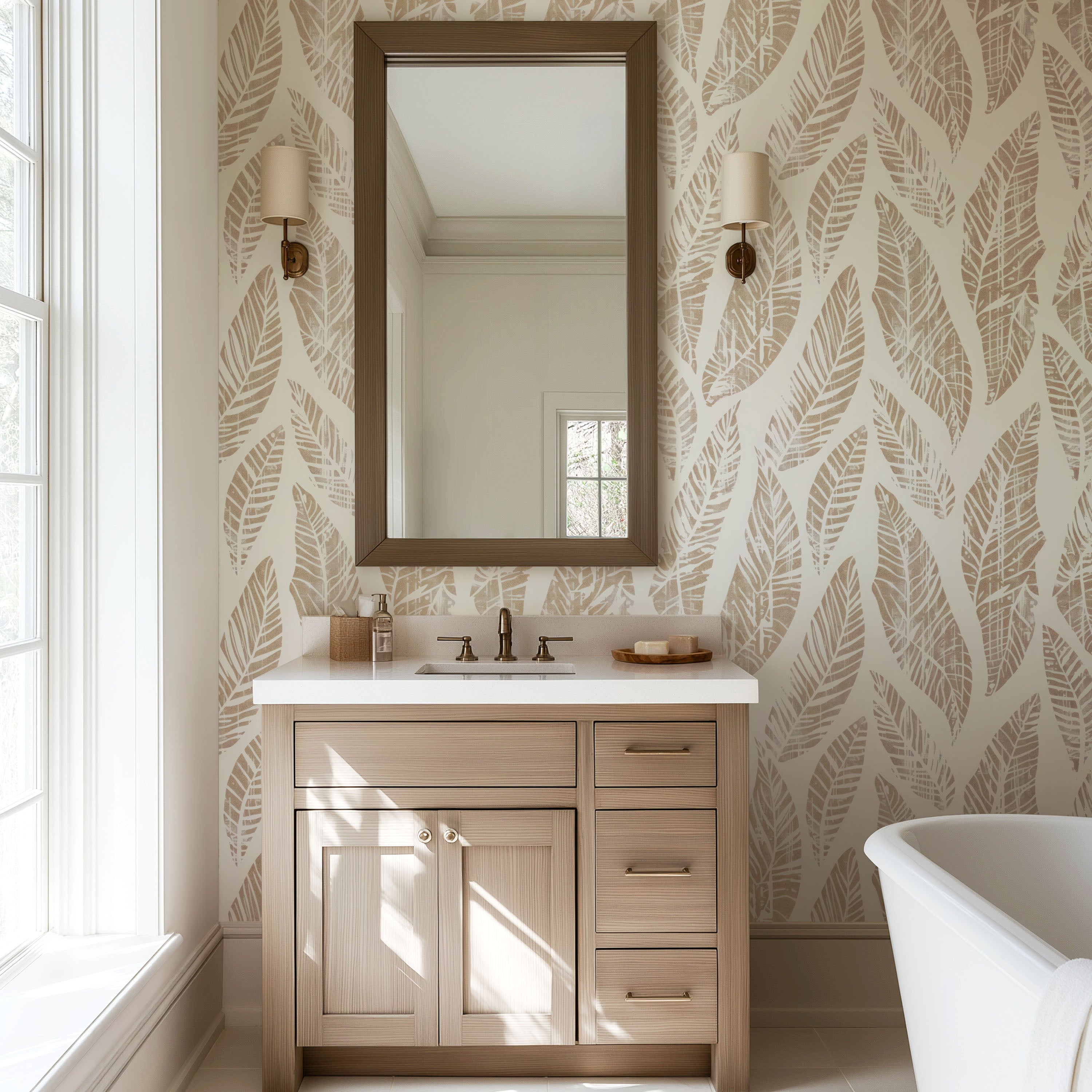 Ivory Fronds Wallpaper