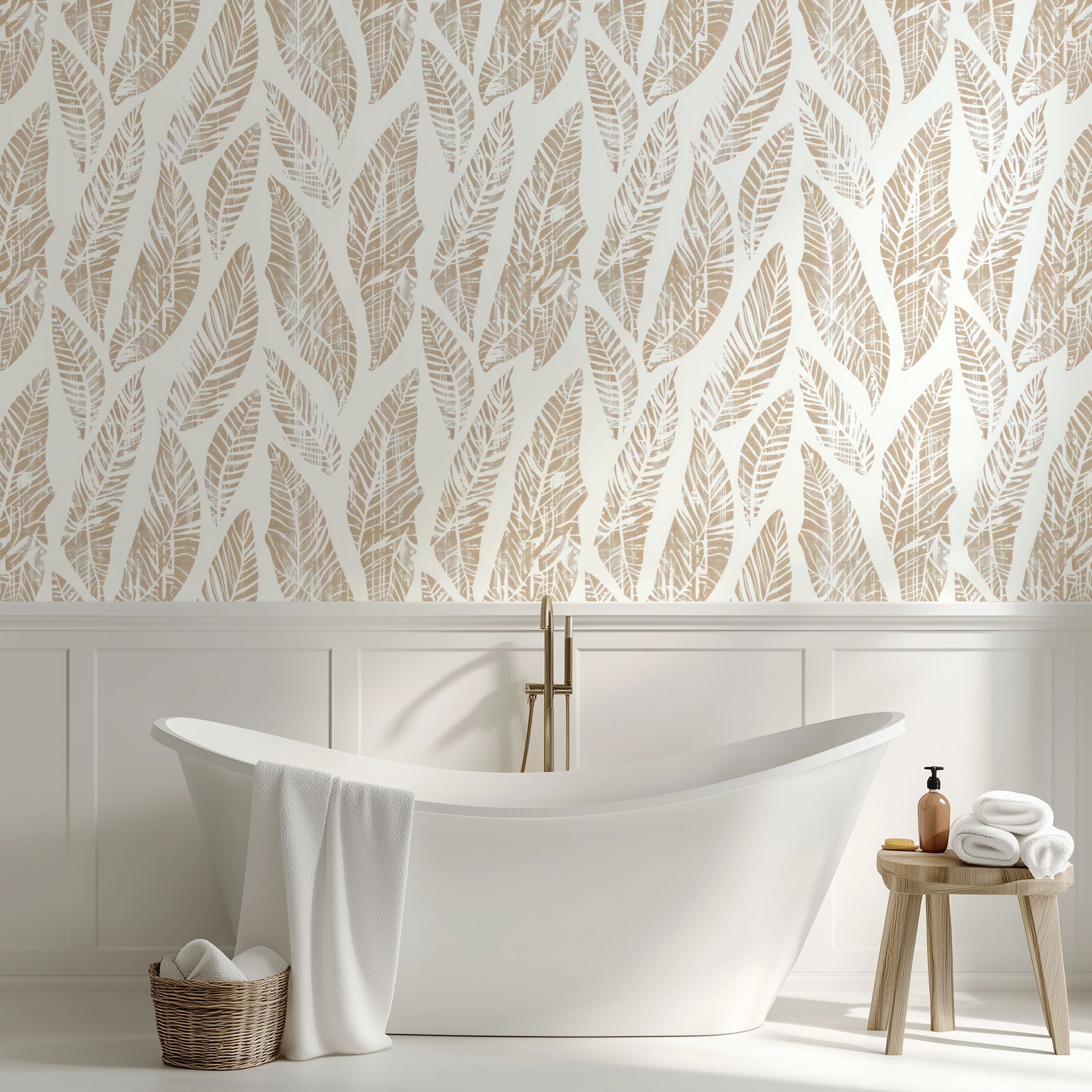 Ivory Fronds Wallpaper