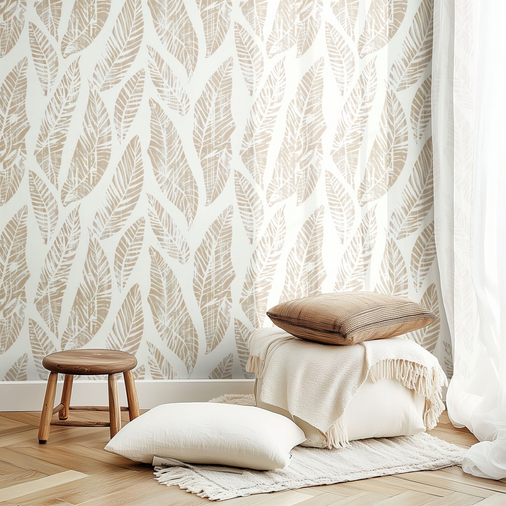Ivory Fronds Wallpaper
