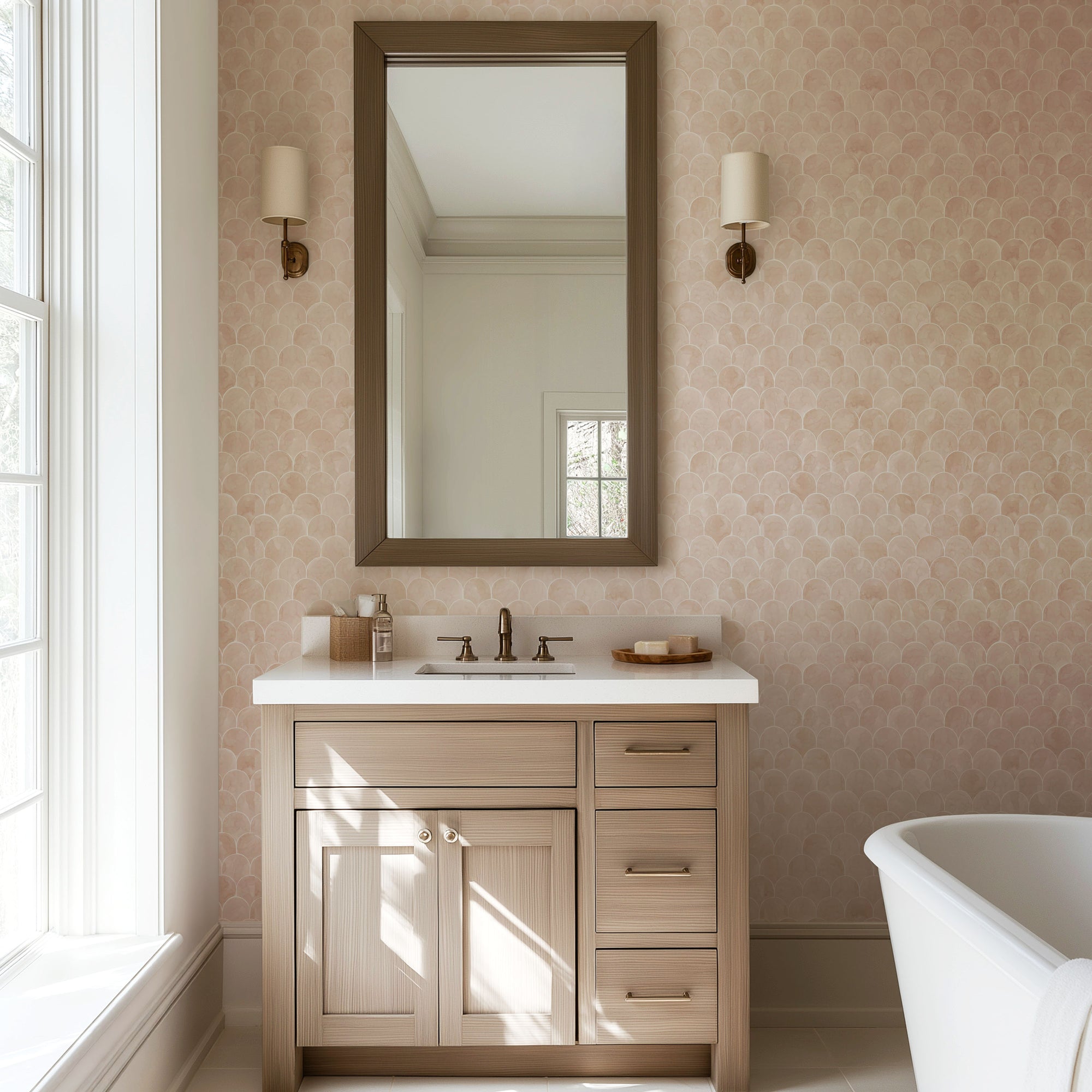 Blush Scallop Tile Wallpaper