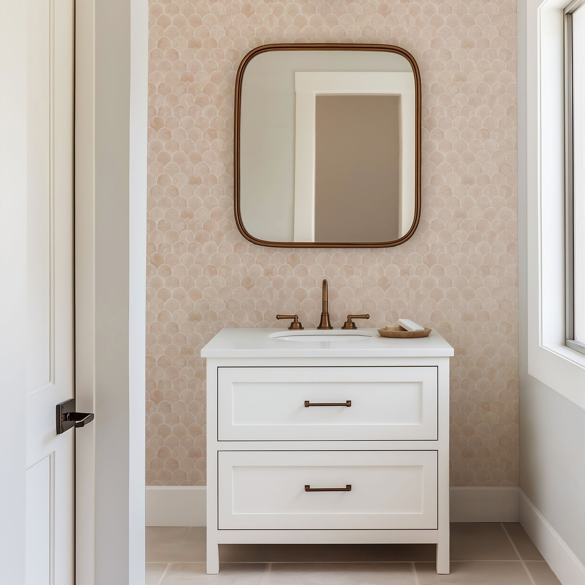 Blush Scallop Tile Wallpaper