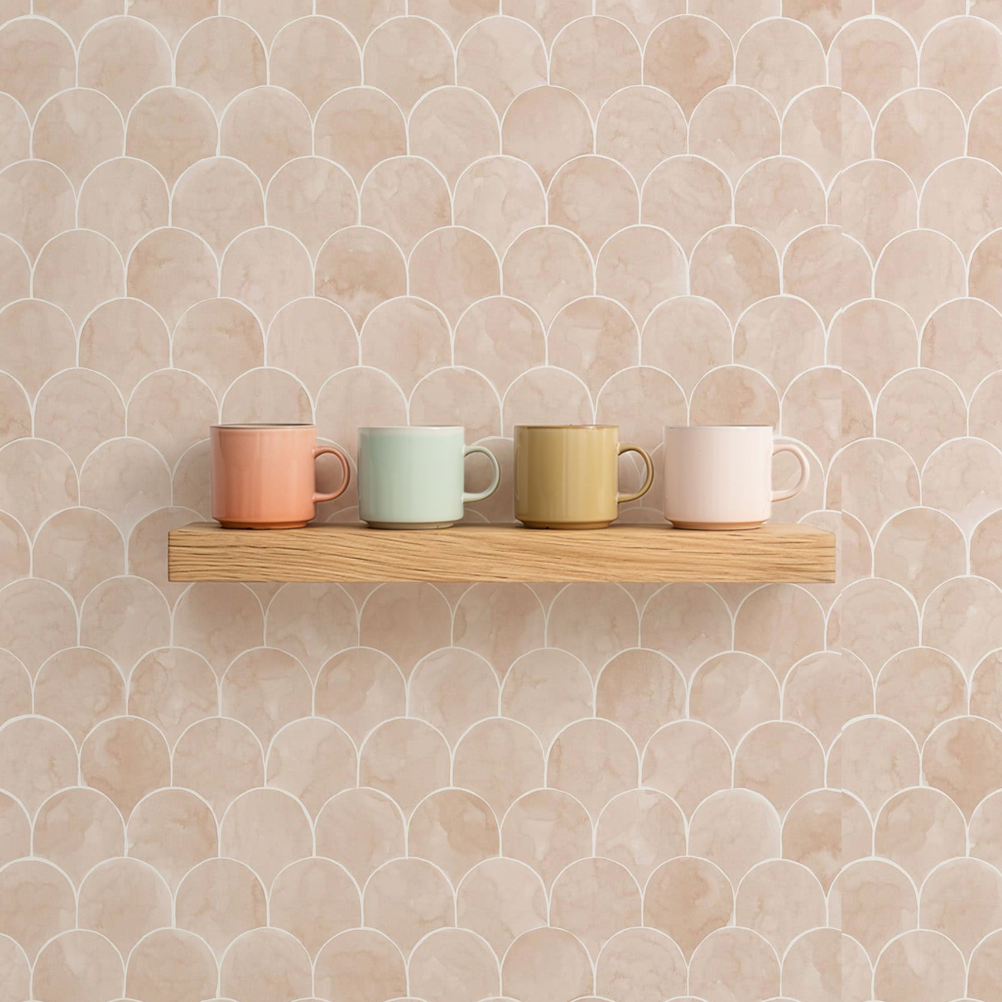 Blush Scallop Tile Wallpaper